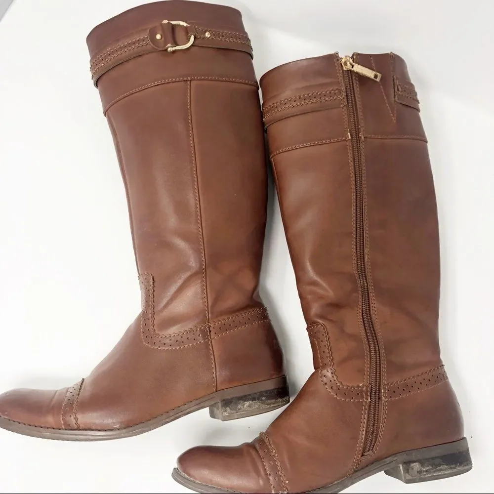 TOMMY HILFIGER | Tan Leather Riding Type Boots 6.5